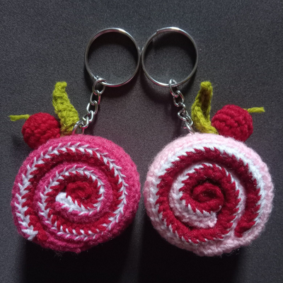Crochet Woollen Swiss Roll Keychain