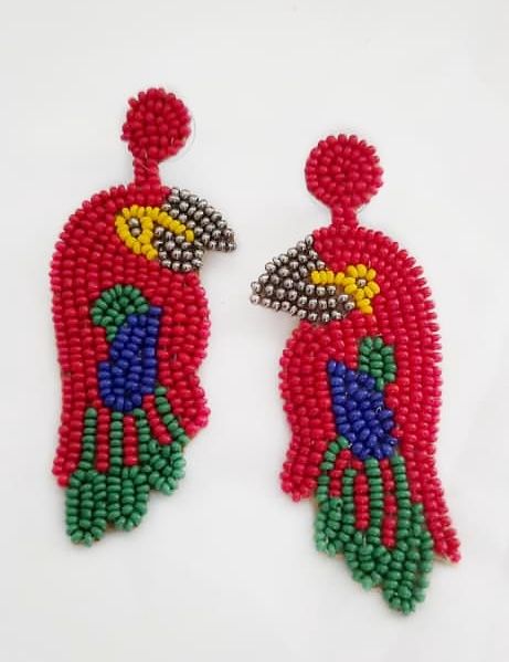 Beaded Bird Earrings