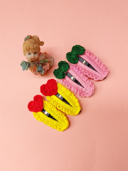 White - Handcrafted Crochet Tik-Tak Hair Clip (Set of 2) 08