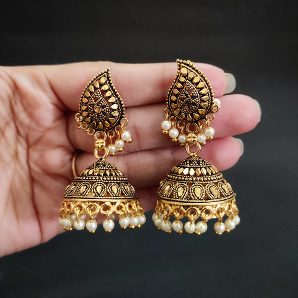 Mango Lariat Jhumkas Gold Tone