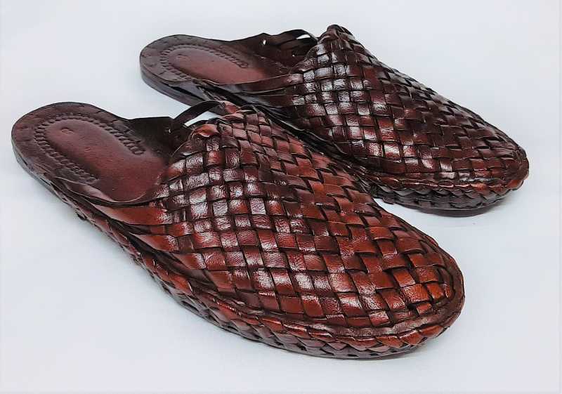 Brown Color Half Net Sleep On Kolhapuri Chappal