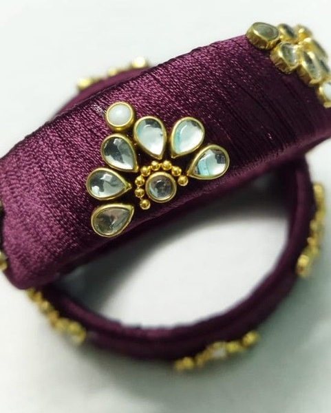 Bangle Bracelet Wine Color Bangles Silk Thread Bangles( Wine)