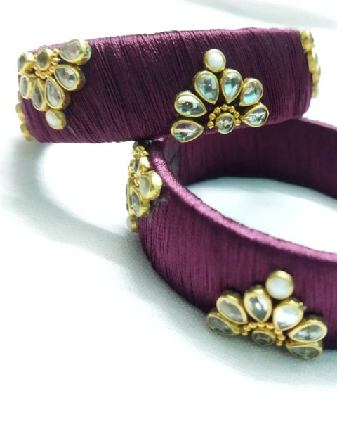 Silk Thread Bangles( Wine)