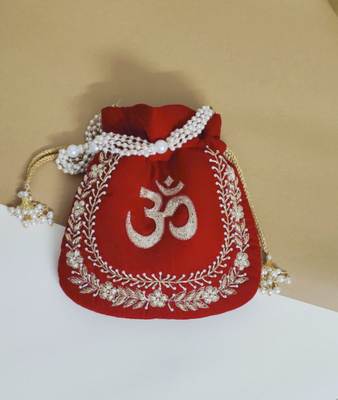 Om Velvet Pooja Karwachauth Potli For Women