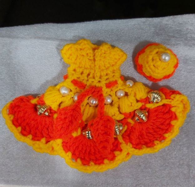 white christmas dresses Online Crochet Handmade Dress For 1 No. Laddu Gopal Ji main image 0