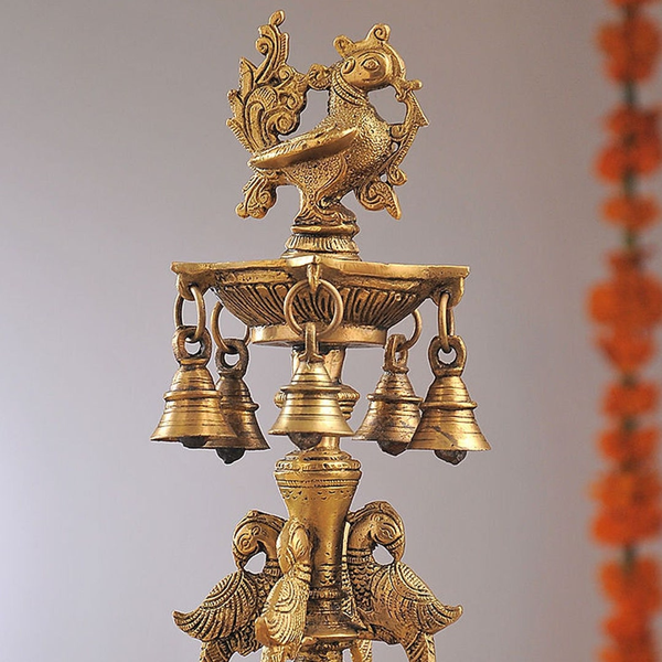 Premium Peacock Design Brass Puja Thali Set