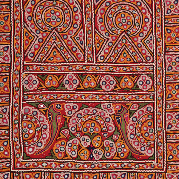 Vintage broderie à la main indien gujarati textile banjara tenture