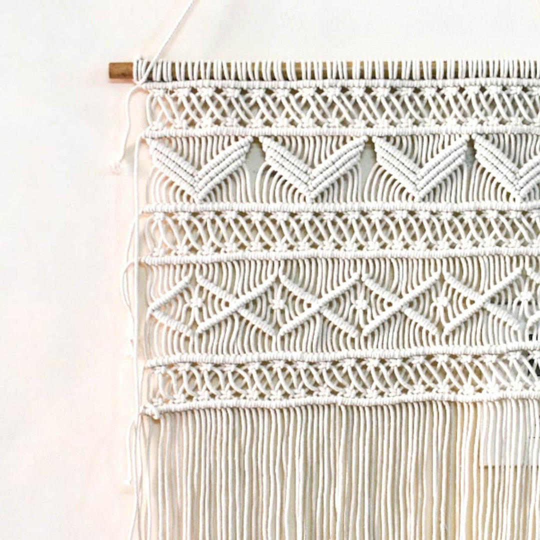 Home Décor Ivory and Mustard Yellow Macrame Wall Hanging Wall Tapestry