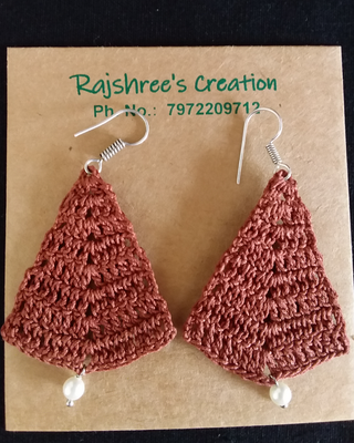 Handcrafted Lightweight Brown Color Crochet Earrings Handmade Cotton ...