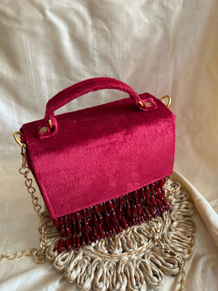 Red Beaded Box Bag