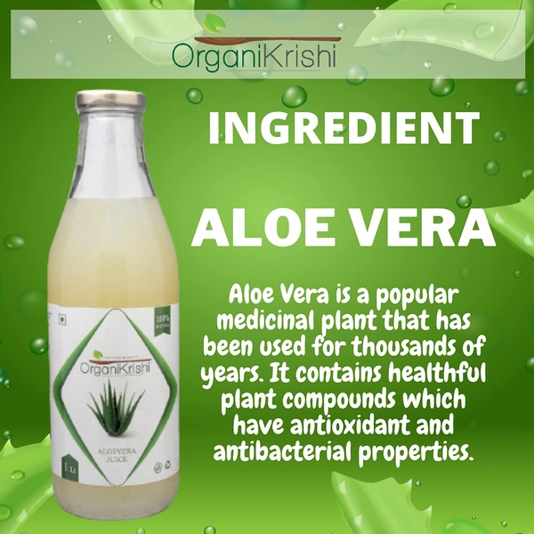 OrganiKrishi Premium AloeVera Juice  1 Ltr (Barbadensis Miller, Fibre,  Pure, Natural, Detox)