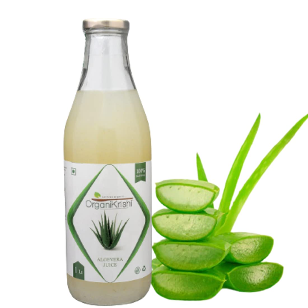 OrganiKrishi Premium AloeVera Juice  1 Ltr (Barbadensis Miller, Fibre,  Pure, Natural, Detox)