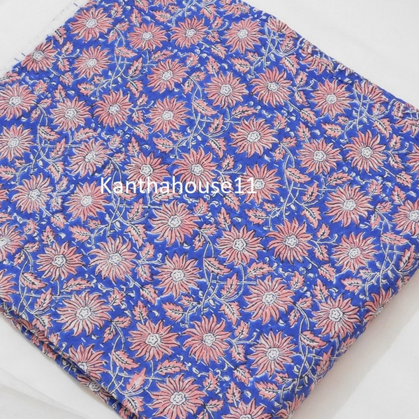 Indian Kantha Quilt Handmade Kantha Bedcover Cotton Blanket Gudari Twin