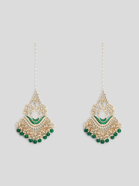 Gold plated Kundan and Meenakari work ChandBali Jhoomar Earrings