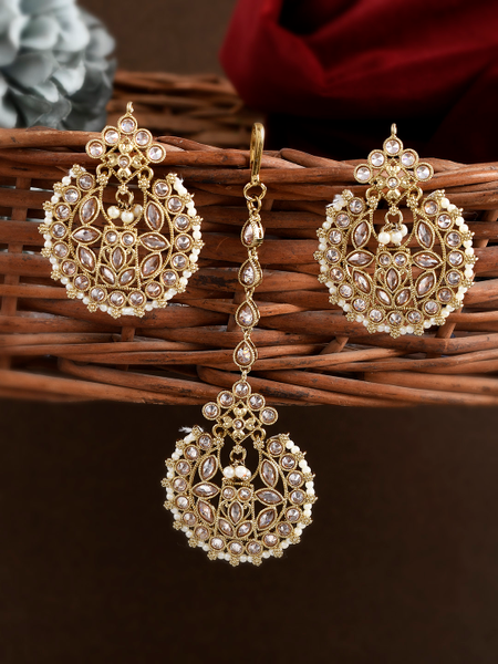 Handcrafted reverse AD Studded With White Stone Earrings