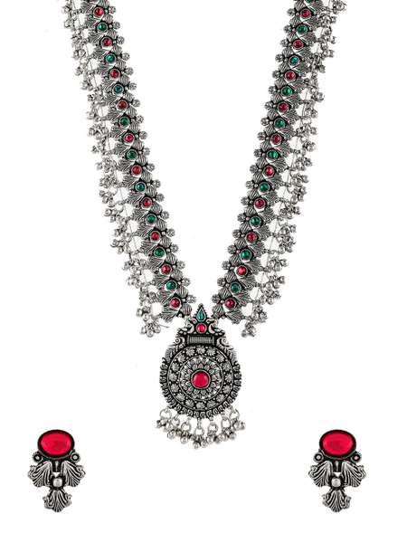 Gannu Silver Stud - Pink & Green
