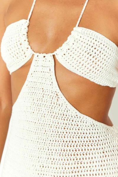Backless White Crochet Dress