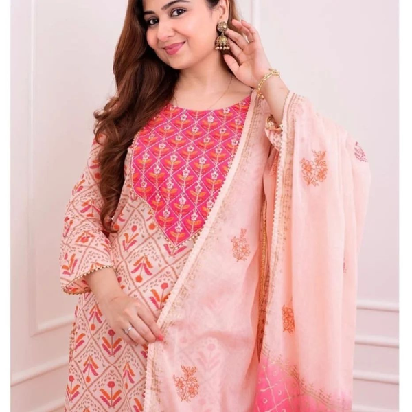 Tranding Stylish Design Kurti Pant With Dupatta For Wedding Season