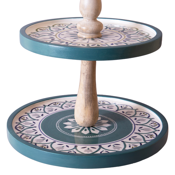 Handpainted Wooden tier Cake Stand, 14 Inch