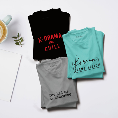 K-Drama T-shirts Combo (Annyeong, Addict Chill)
