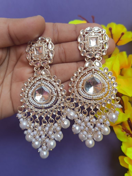 Kundan Earrings Silver Earrings For Lehenga Trendy Kundan Earrings