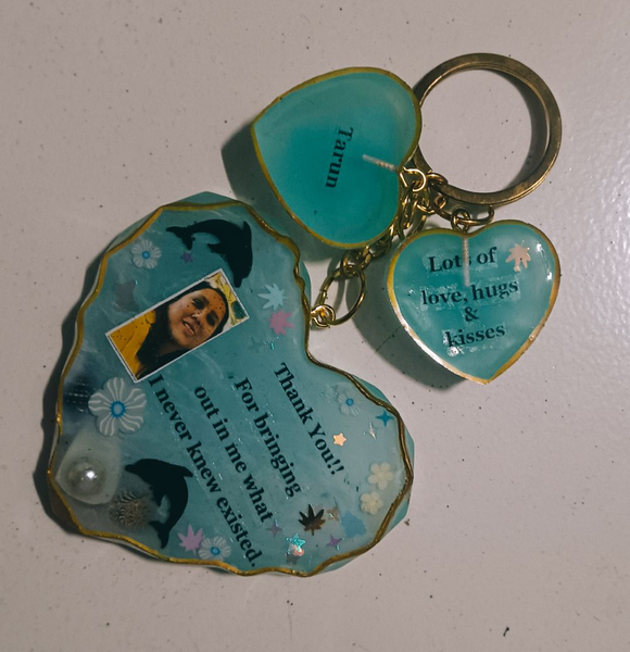 Resin Zigzag Heart Keychain