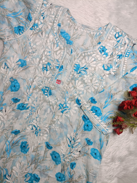 House of Oudh Hand Embroidered Lucknowi Chikankari Malmal Colour