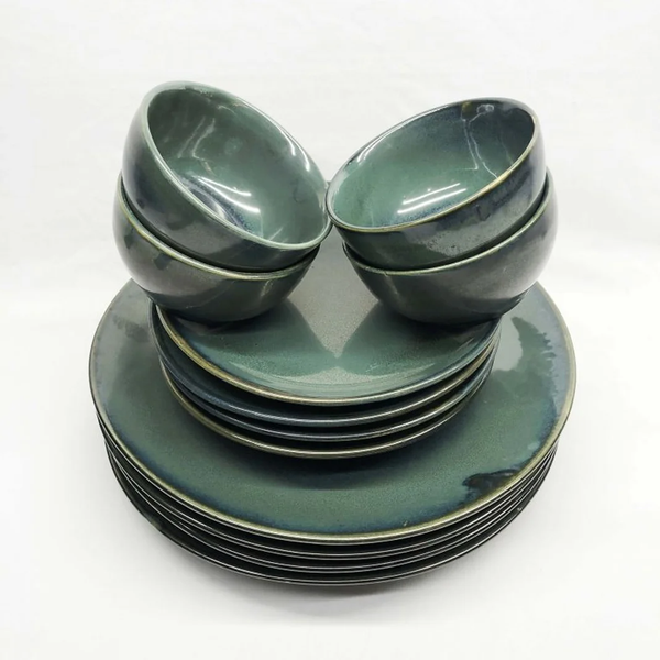 Moss Green Dinner Set (Set of 12)