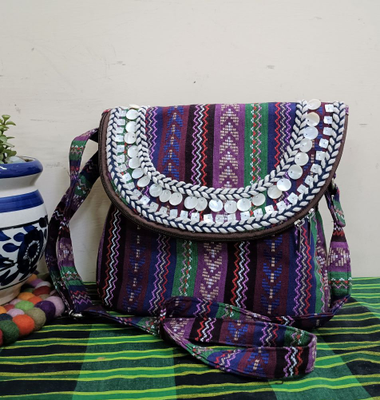 Blue - Multicolor - Kutch Printed Cotton Sling Bag
