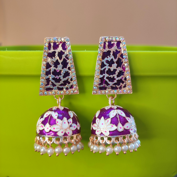 Jhumki Earring Purple Jhumka Earrings Trendy Purple Meenakari
