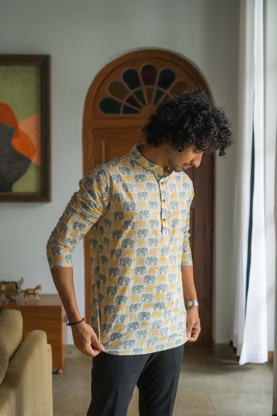 The Dark Pink Elephant Printed Kurta