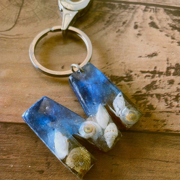 Beach Letter Resin Keyring Ocean Theme Letter Keychain