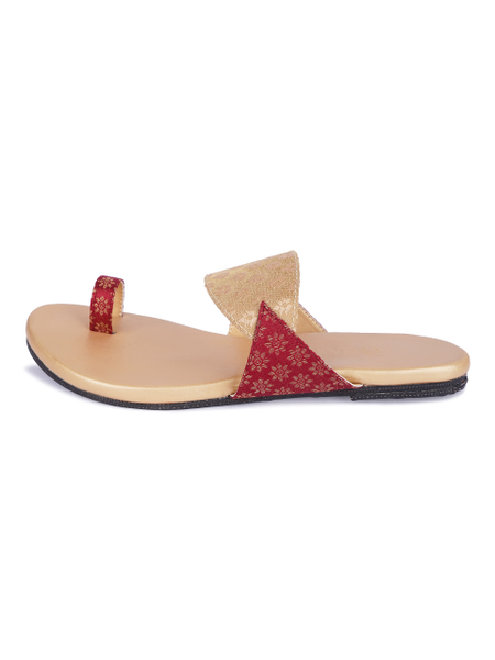 One Side Chappal Girls Paaduks Solid Ina Gold One Toe Flats For Women