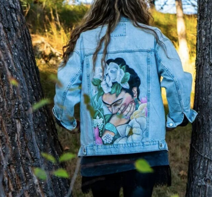 Feminine Grace Customised Handpainted Lady Unisex Denim Jacket