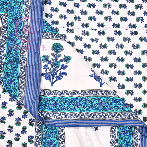 Reversible Quilt Jaipuri Hand Block and Rajasthani Traditional Screen