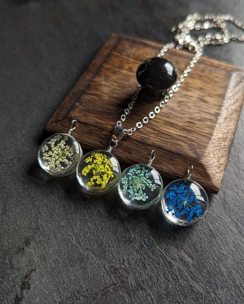 Queen Anne's Lace Resin Pendants