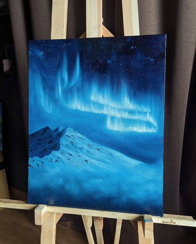 P50号】good blue(cave) 油絵 oil painting P50号】good blue(cave