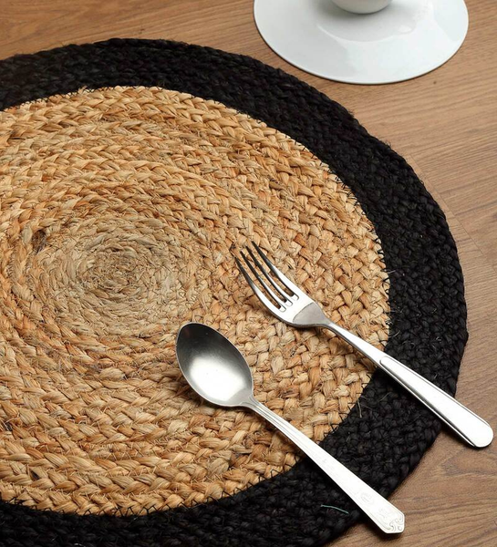 Ar Antique Rugs Round Handmade Braided Jute Placemats 30 Cm Dining