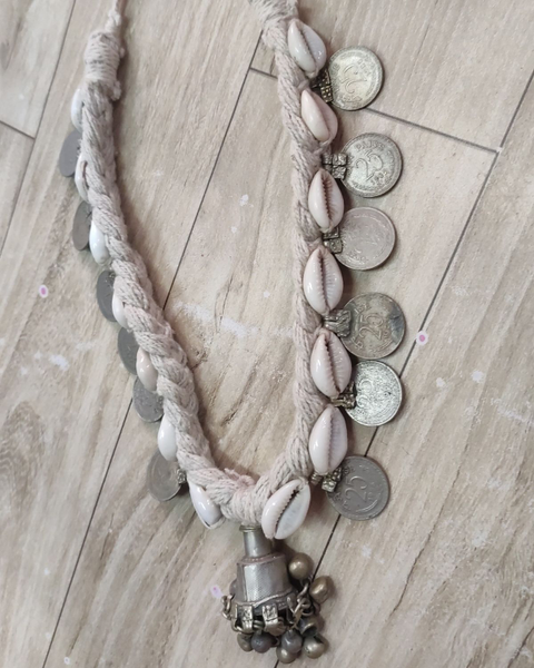 Indian Tribal Sea Shells With Indian Coins Nacklace Handmade Jewellery
