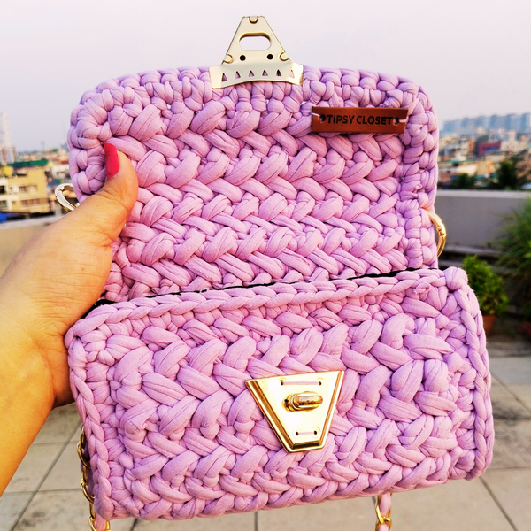 Lavender Crochet Bags for Women Crochet Crossbody Bag Unique