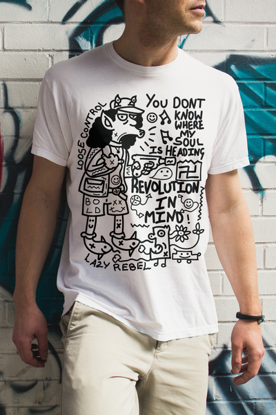 Unisex Streetwear style REVOLUTION IN MIND Hand drawn Doodle Art