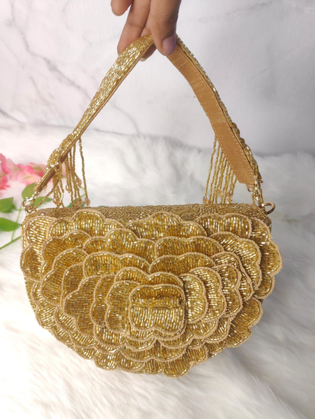 Sling Bag Large Rose Gold Clutch Bag Women's Designer Heavy