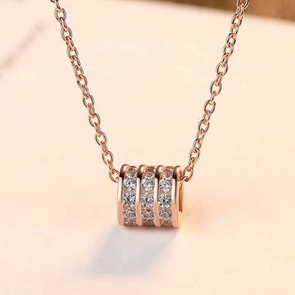 Three Ring Rose Gold Necklace