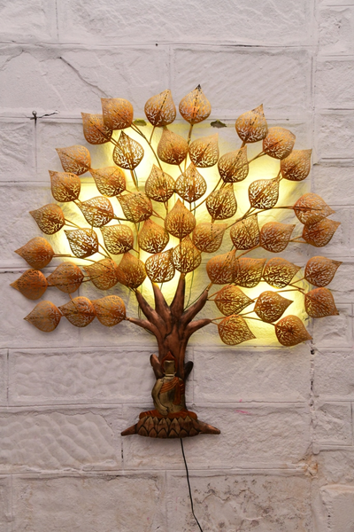 IRON BUDDHA TREE WITH LED WALL DECOR