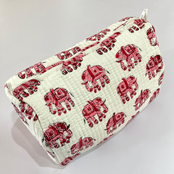 Quilted Cosmetic Bag Block Print Bags Quilted Make Up Bags
