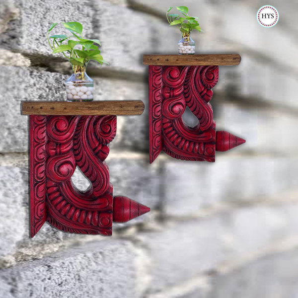 Vintage Woodcarved Bodhil Brackets Traditional Wall Hangings