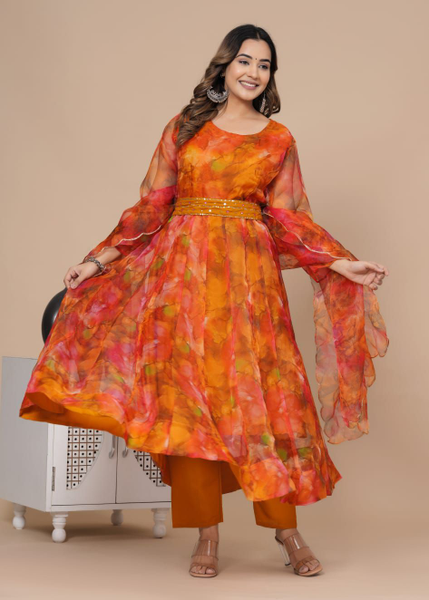 anarkali dress with belt