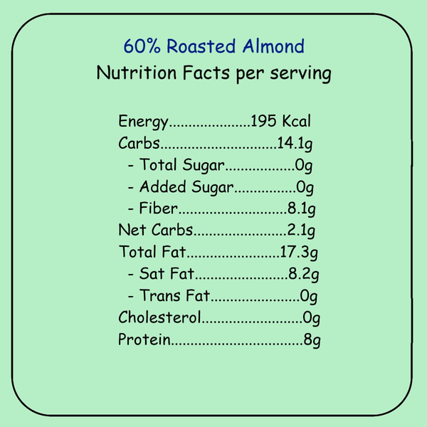 Zero Sugar Keto 60 Roasted Almond Dark Chocolate (Pack of 2)